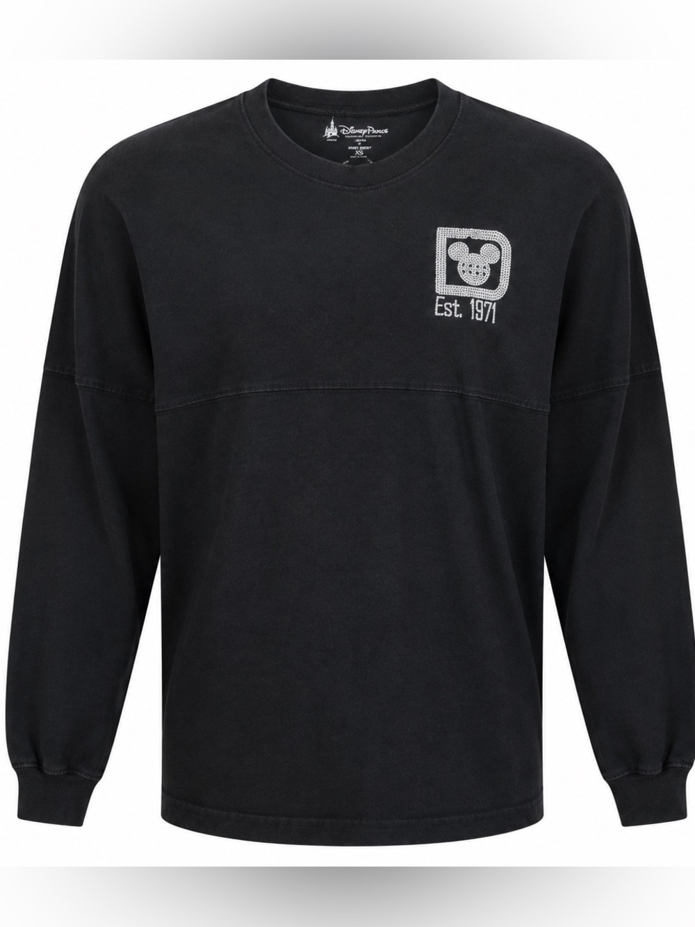 Walt Disney World Black Silver Sequin Long Sleeve Spirit Jersey Top Tee XS